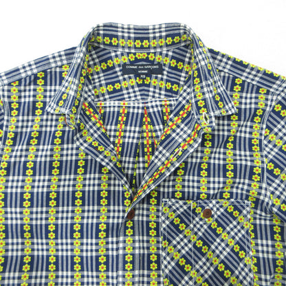 COMME des GARCONS HOMME | コムデギャルソンオム 総柄 チェック柄 長袖シャツ HJ-B033 ネイビー×ホワイト サイズ：XS【三重本店】