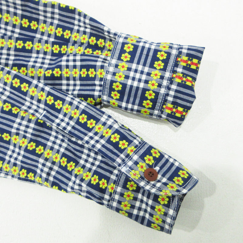 COMME des GARCONS HOMME | コムデギャルソンオム 総柄 チェック柄 長袖シャツ HJ-B033 ネイビー×ホワイト サイズ：XS【三重本店】