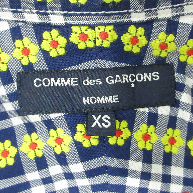 COMME des GARCONS HOMME | コムデギャルソンオム 総柄 チェック柄 長袖シャツ HJ-B033 ネイビー×ホワイト サイズ：XS【三重本店】