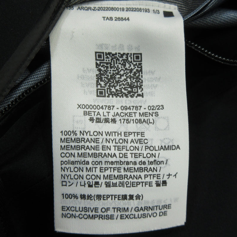 ARC'TERYX | アークテリクス BETA LT JACKET マウンテンパーカー ブラック サイズ：L【三重本店】