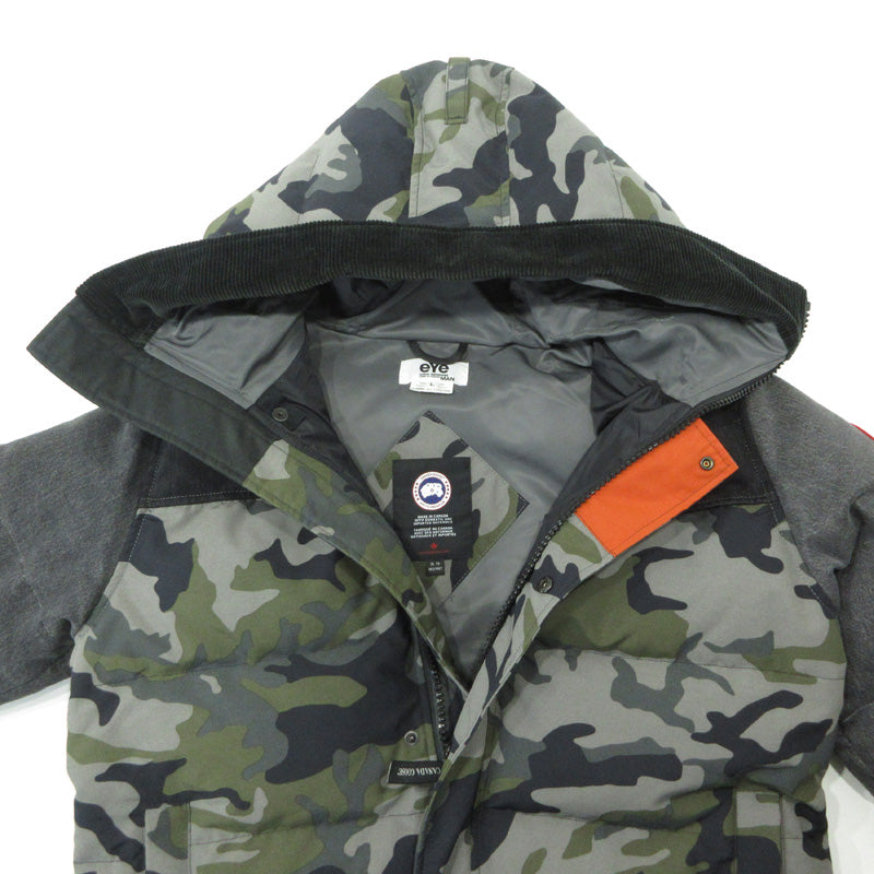 eYe COMME des GARCONS JUNYA WATANABE MAN | アイコムデギャルソンジュンヤワタナベマン × CANADA GOOSE カナダグース MacMillan Parka マクミラン 迷彩柄 総柄切替え ダウンジャケット WF-J901 グレー×マルチカラー カモ サイズ：L【三重本店】