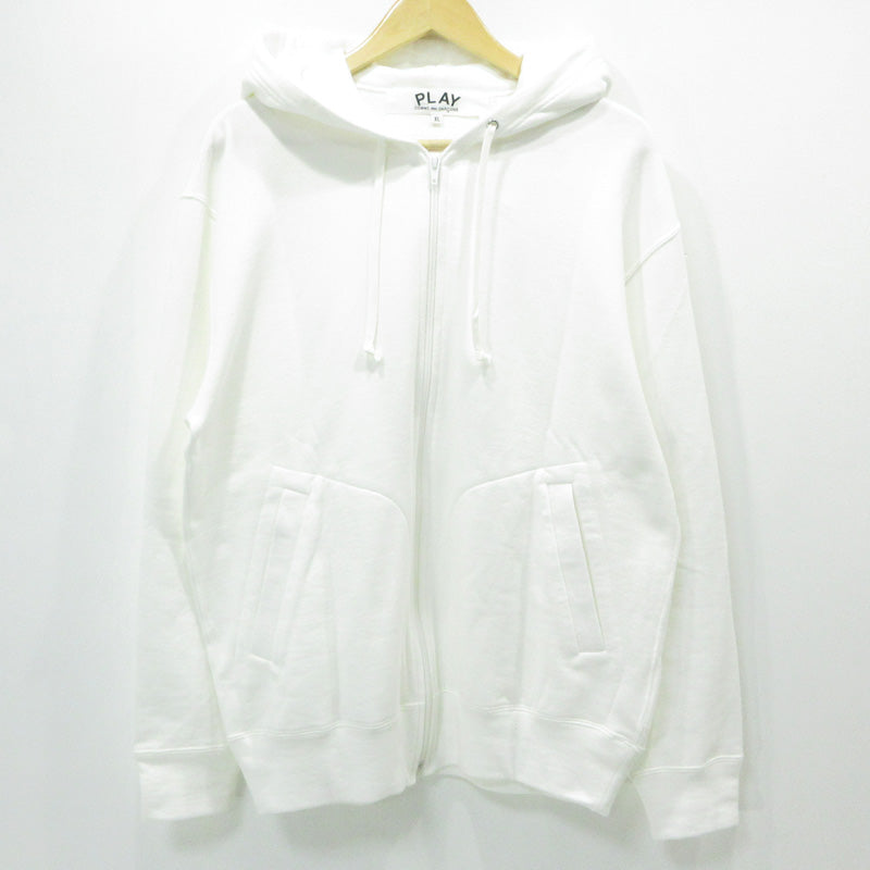 PLAY COMME des GARCONS | プレイコムデギャルソン BLACK HEART ブラックハート長袖ジップ パーカー AX-T343-051-2-7 ホワイト サイズ：XL【三重本店】