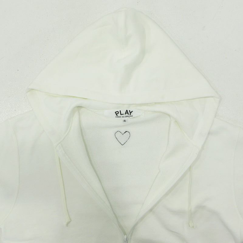 PLAY COMME des GARCONS | プレイコムデギャルソン BLACK HEART ブラックハート長袖ジップ パーカー AX-T343-051-2-7 ホワイト サイズ：XL【三重本店】