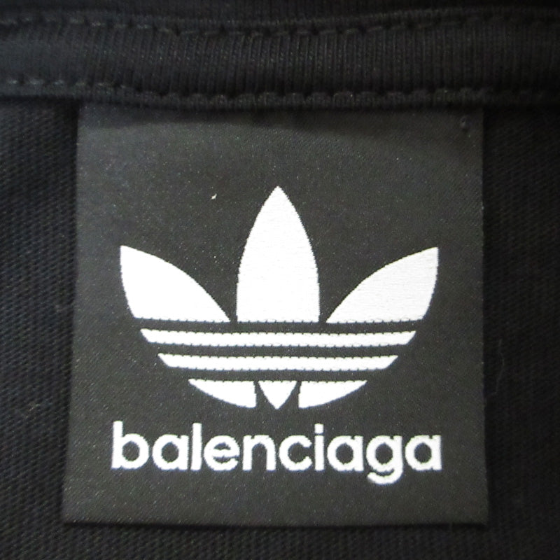 BALENCIAGA | バレンシアガ × adidas (アディダス) ロゴ刺繍ハイネック 長袖Ｔシャツ 724591 TNVP8 ブラック サイズ：S【三重本店】