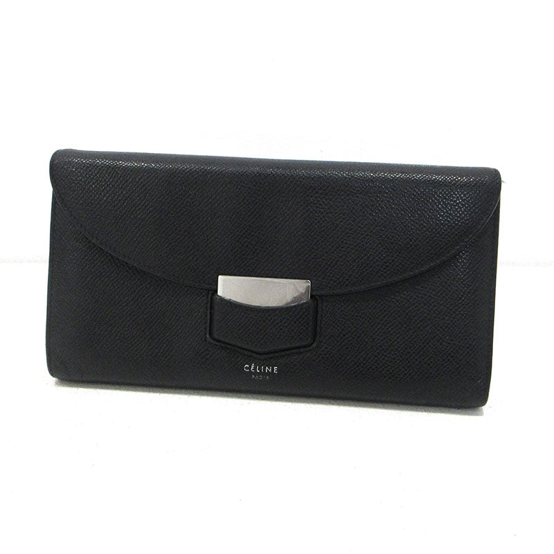 CELINE | セリーヌ ラージ 二つ折り トロッター ラージ フラップマルチファクション 長財布 107853 ブラック【三重本店】