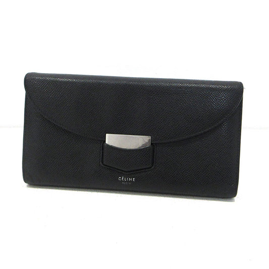 CELINE | セリーヌ ラージ 二つ折り トロッター ラージ フラップマルチファクション 長財布 107853 ブラック【三重本店】