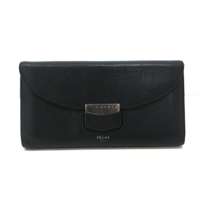 CELINE | セリーヌ ラージ 二つ折り トロッター ラージ フラップマルチファクション 長財布 107853 ブラック【三重本店】