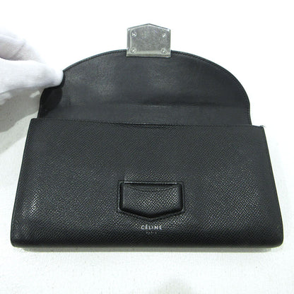 CELINE | セリーヌ ラージ 二つ折り トロッター ラージ フラップマルチファクション 長財布 107853 ブラック【三重本店】