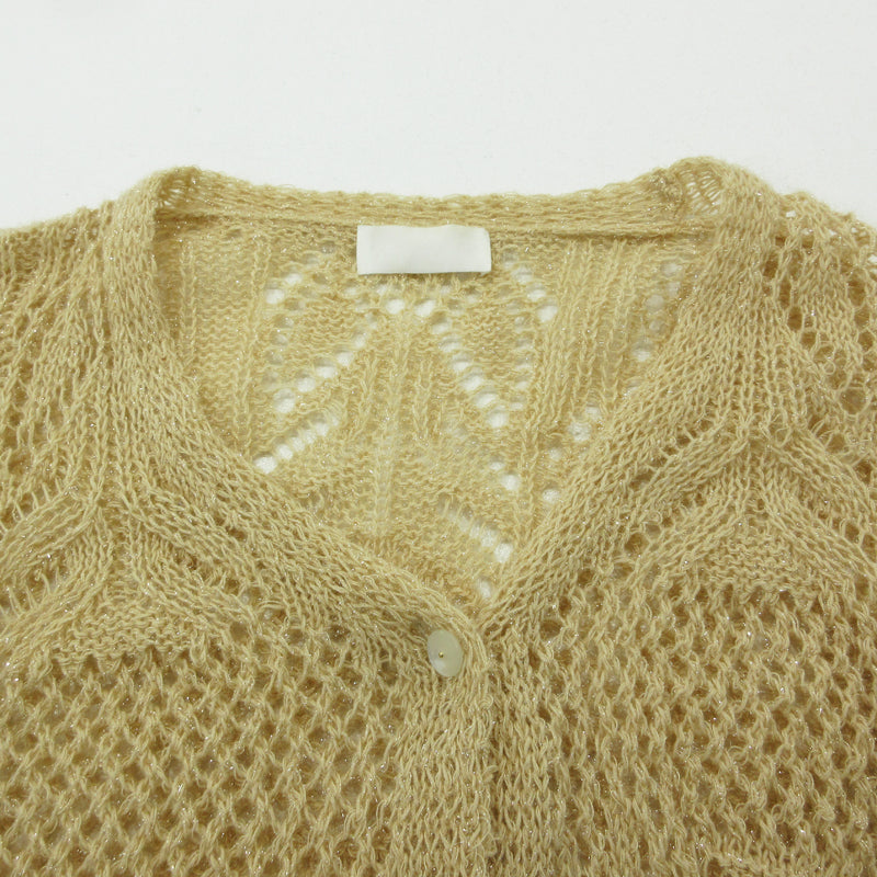 Botanical Pattern Knitted Lame Cardigan カーディガン MM22PS-KN732 ベージュ サイズ：1【三重本店】