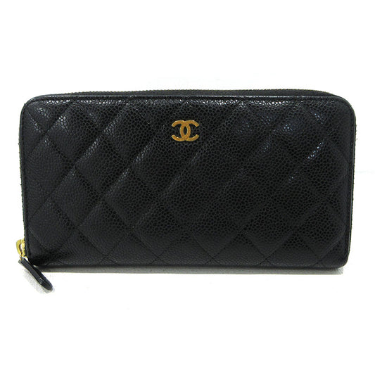 CHANEL | シャネル ココマーク キャビアスキン ラウンドファスナー 長財布 A50097 ブラック【三重本店】