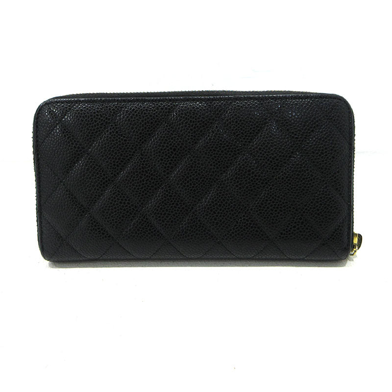 CHANEL | シャネル ココマーク キャビアスキン ラウンドファスナー 長財布 A50097 ブラック【三重本店】