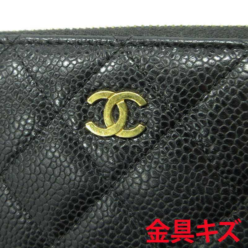 CHANEL | シャネル ココマーク キャビアスキン ラウンドファスナー 長財布 A50097 ブラック【三重本店】