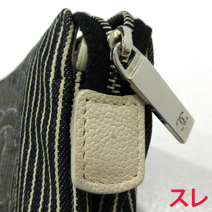CHANEL | シャネル ココマーク ストライプ ポーチ ブラック系【三重本店】