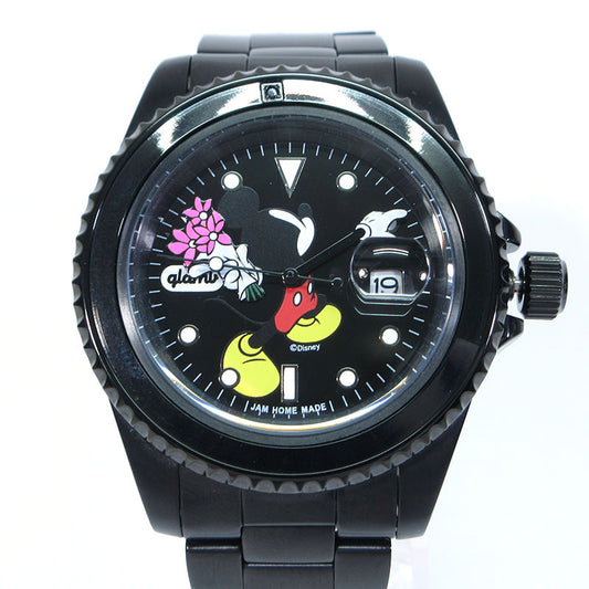glamb | グラム ×JAM HOME MADE×Disney トリプルコラボレーションウォッチ Throw Mickey 腕時計 GB13AT / AC23 アナログ表示 クオーツ ブラック×マルチカラー【三重本店】