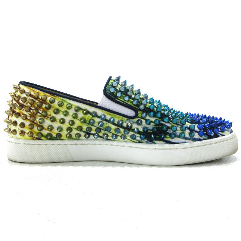 Christian Louboutin | クリスチャンルブタン スタッズ スリッポン ブルー×ゴールド【三重本店】