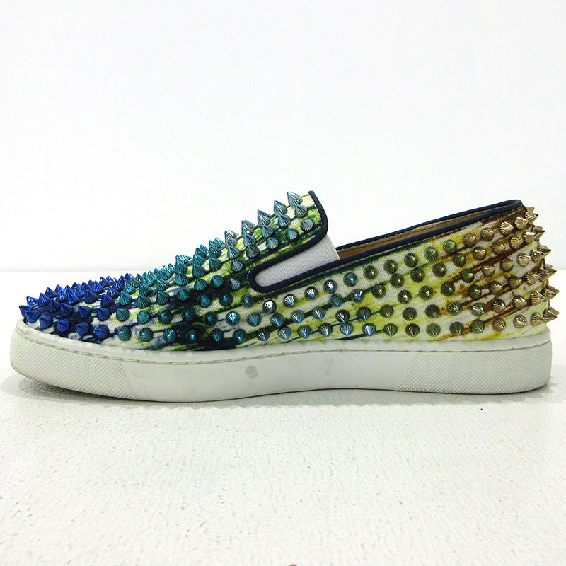 Christian Louboutin | クリスチャンルブタン スタッズ スリッポン ブルー×ゴールド【三重本店】