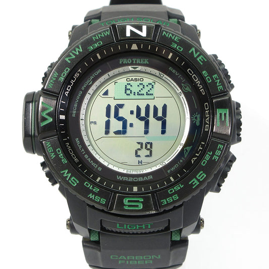 CASIO | カシオ PRO TREK プロトレック マルチフィールドライン RM Series(リアルマテリアルシリーズ) 腕時計 PRW-S3500-1 デジタル表示 タフソーラー電波時計 ブラック×グリーン系【三重本店】