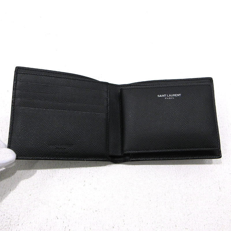 SAINT LAURENT | サンローラン 札入れ パスケース付き 二つ折り財布 582604 ブラック【三重本店】