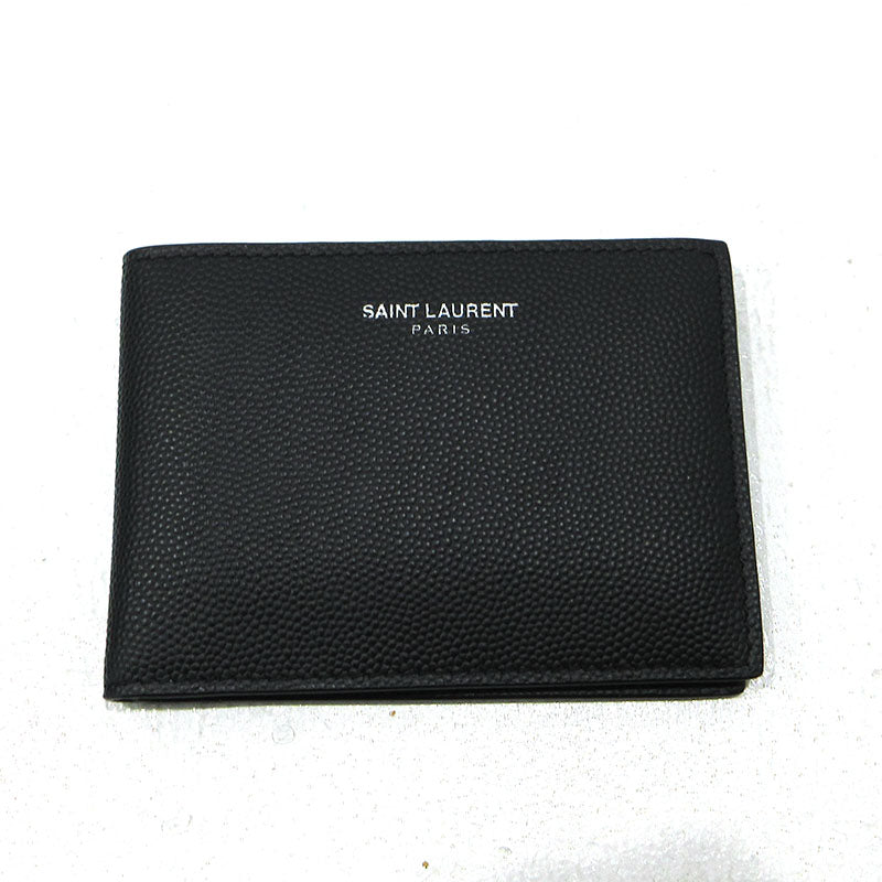 SAINT LAURENT | サンローラン 札入れ パスケース付き 二つ折り財布 582604 ブラック【三重本店】