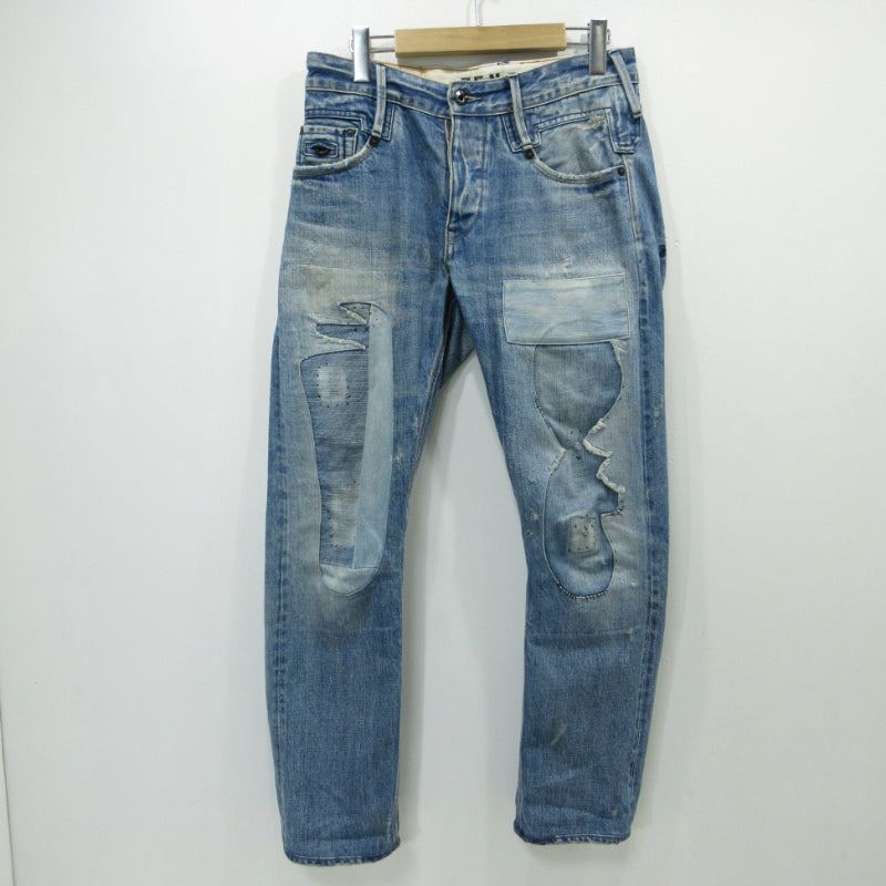 DENHAM | デンハム RBJ SKIN ダメージ加工パッチワークデニムパンツ デニムパンツ ブルー【三重本店】