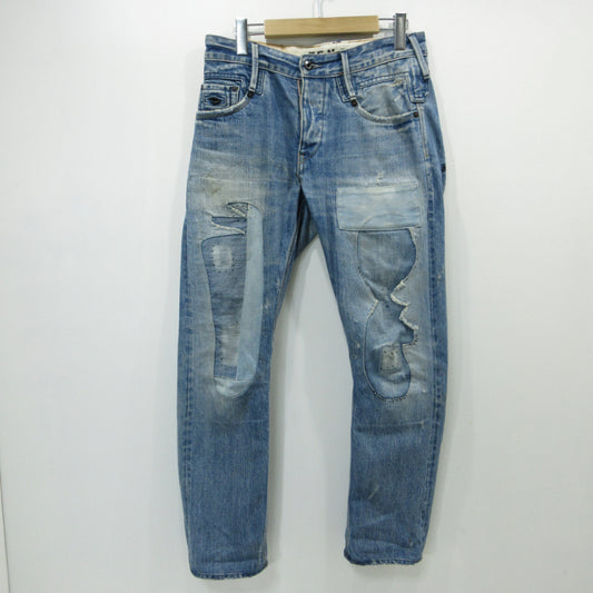 DENHAM | デンハム RBJ SKIN ダメージ加工パッチワークデニムパンツ デニムパンツ ブルー【三重本店】