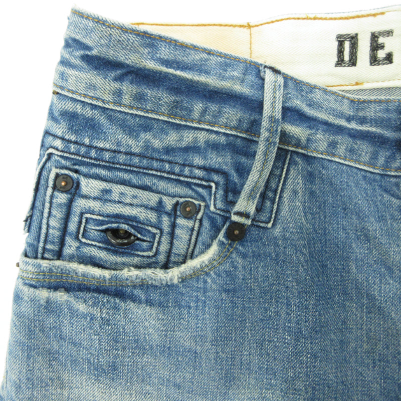 DENHAM | デンハム RBJ SKIN ダメージ加工パッチワークデニムパンツ デニムパンツ ブルー【三重本店】