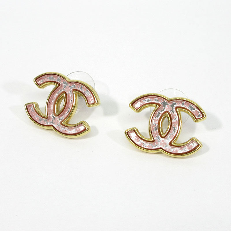 CHANEL | シャネル ココマーク クローバー柄 ピアス ピアス ピンク系×ゴールド系【三重本店】