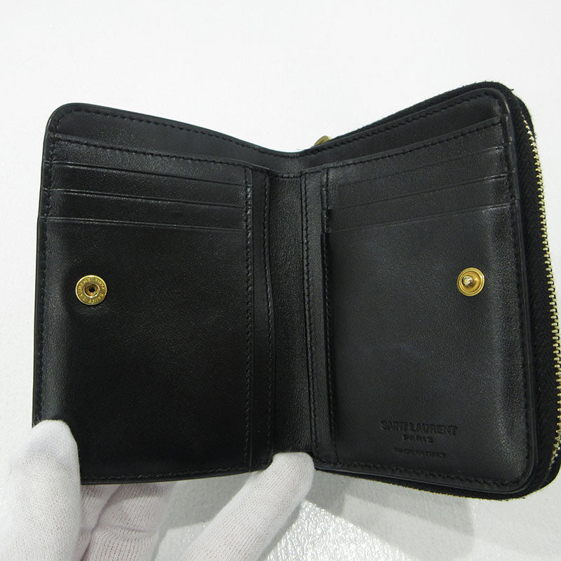 SAINT LAURENT | サンローラン スター コンパクトジップウォレット 二つ折り財布 GUE562796・1118 ブラック【三重本店】