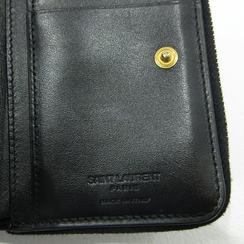SAINT LAURENT | サンローラン スター コンパクトジップウォレット 二つ折り財布 GUE562796・1118 ブラック【三重本店】