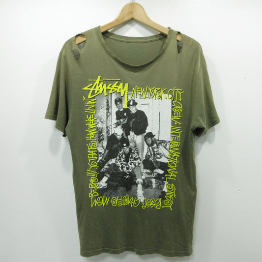 STUSSY | ステューシー beastie boys NYクルーネック 半袖Ｔシャツ カーキグリーン サイズ：L【三重本店】
