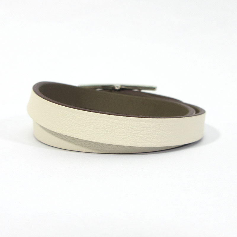 HERMES | エルメス ビーアピ ドゥブルトゥール レザーブレスレット ブレスレット H064647C ホワイト系×ブラウン系【三重本店】