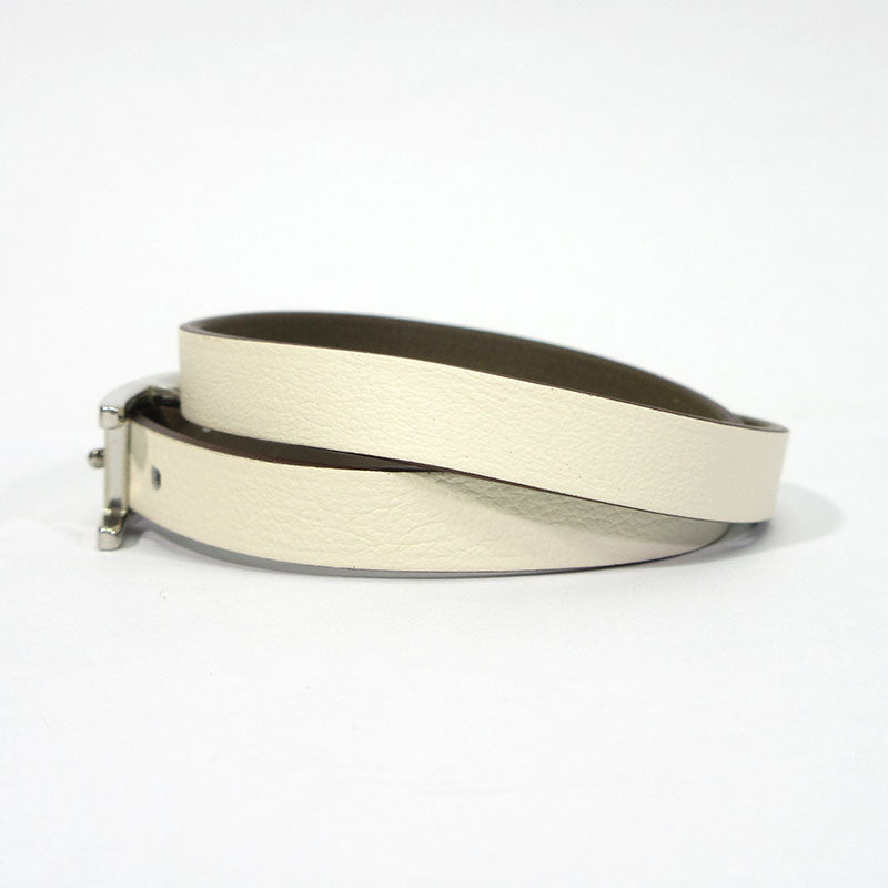 HERMES | エルメス ビーアピ ドゥブルトゥール レザーブレスレット ブレスレット H064647C ホワイト系×ブラウン系【三重本店】