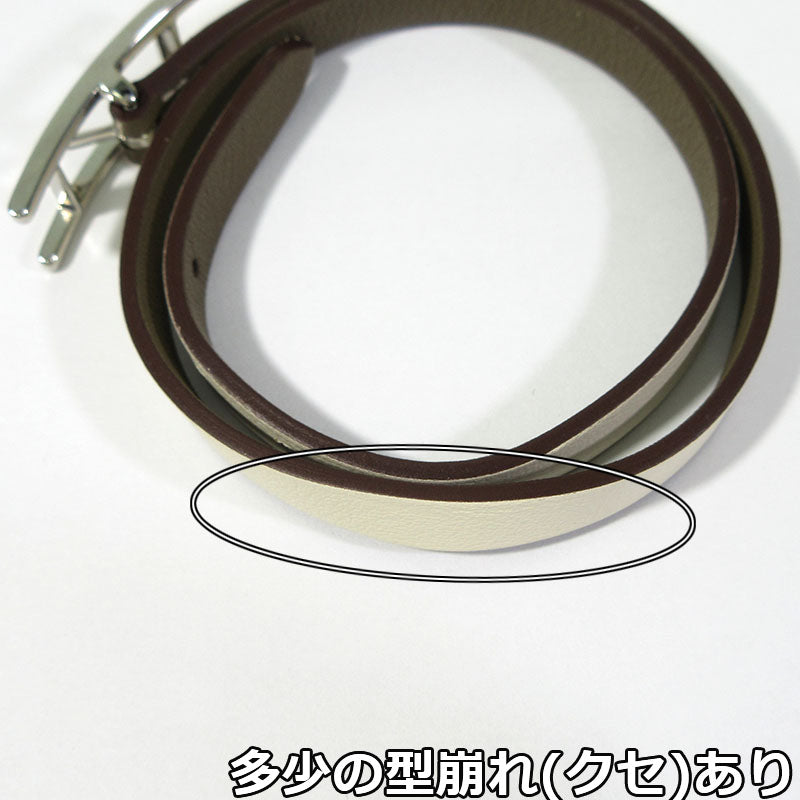 HERMES | エルメス ビーアピ ドゥブルトゥール レザーブレスレット ブレスレット H064647C ホワイト系×ブラウン系【三重本店】