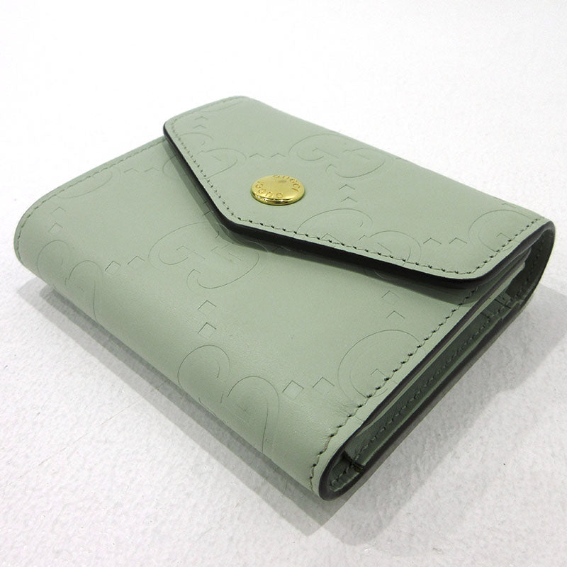 GUCCI | グッチ ダブルGミディアムウォレット 三つ折り財布 772793 グリーン【三重本店】