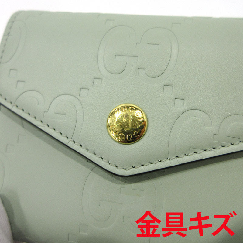 GUCCI | グッチ ダブルGミディアムウォレット 三つ折り財布 772793 グリーン【三重本店】