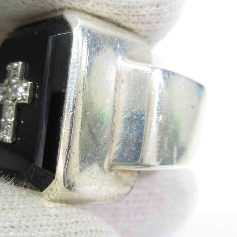 Justin Davis | ジャスティンデイビス EMINEM Ring エミネム リング / オニキス ダイヤモンドクロス サイズ：約15号 リング・指輪 SRJ100 ブラック×シルバー【三重本店】