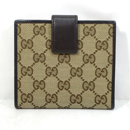GUCCI | グッチ GGキャンバス メタルプレート Wホック 二つ折り財布 ウォレット 二つ折り財布 257015 496085 ベージュ系×ブラウン系【三重本店】