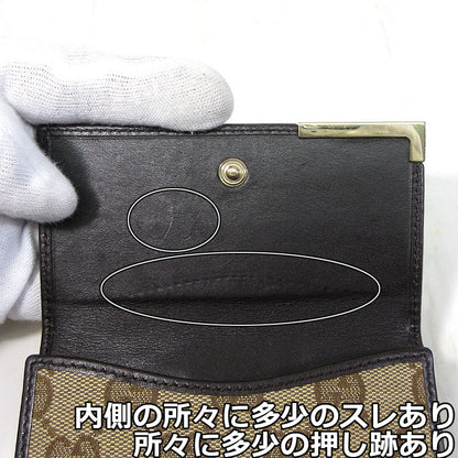 GUCCI | グッチ GGキャンバス メタルプレート Wホック 二つ折り財布 ウォレット 二つ折り財布 257015 496085 ベージュ系×ブラウン系【三重本店】