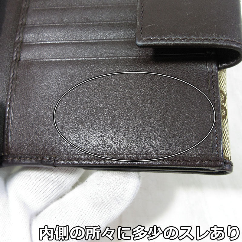 GUCCI | グッチ GGキャンバス メタルプレート Wホック 二つ折り財布 ウォレット 二つ折り財布 257015 496085 ベージュ系×ブラウン系【三重本店】