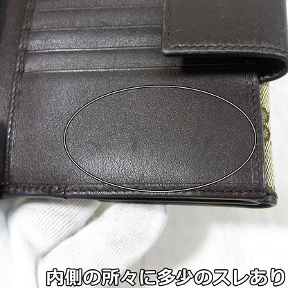 GUCCI | グッチ GGキャンバス メタルプレート Wホック 二つ折り財布 ウォレット 二つ折り財布 257015 496085 ベージュ系×ブラウン系【三重本店】