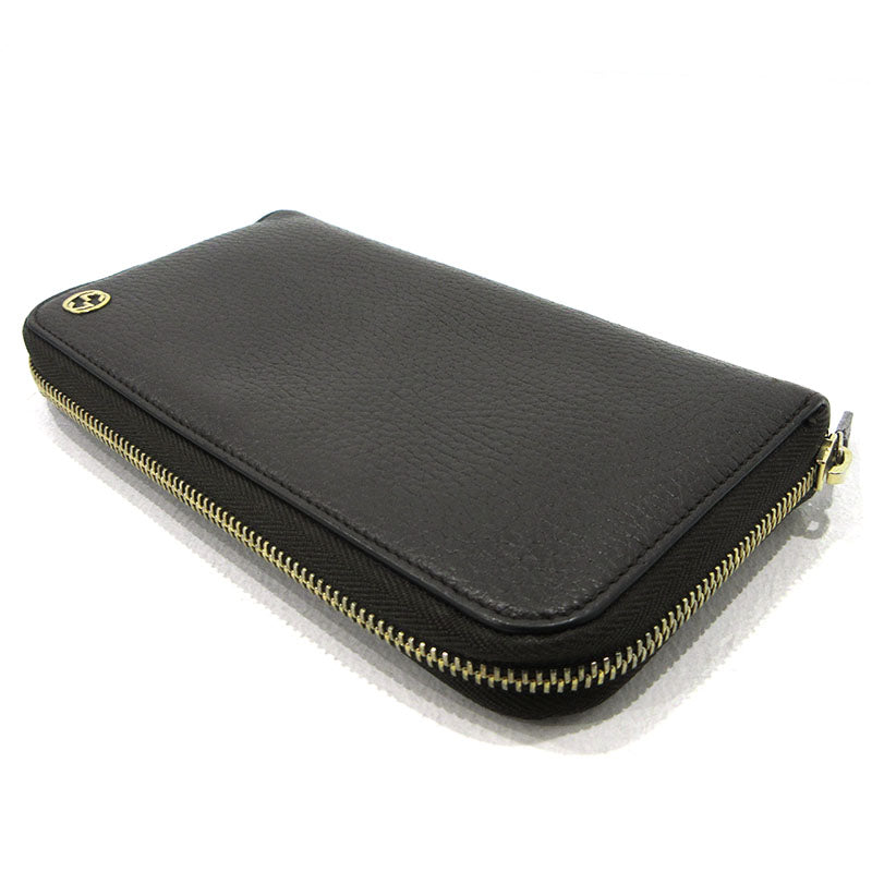 GUCCI | グッチ インターロッキングG ラウンドファスナー 長財布 449347 ブラウン【三重本店】