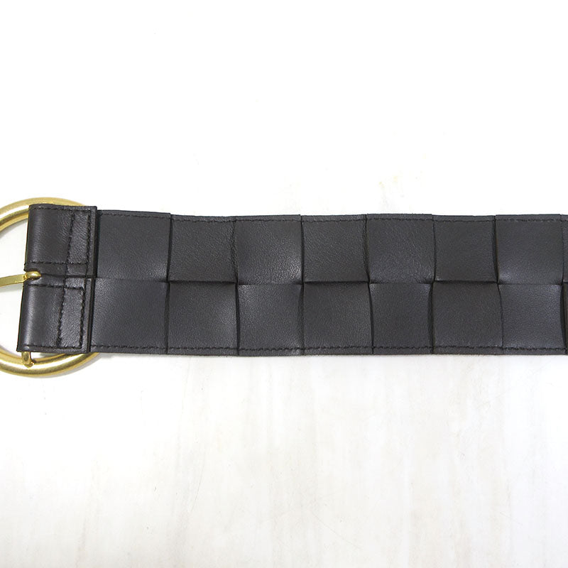 BOTTEGA VENETA | ボッテガヴェネタ マキシ イントレチャート レザー ベルト サイズ：85CM・34IN ベルト 577933 ブラウン系×ゴールド系【三重本店】
