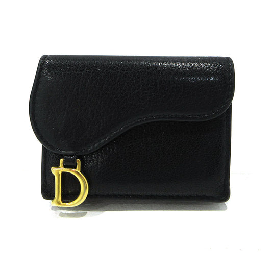 Christian Dior | クリスチャンディオール サドルロータス コンパクトウォレット 三つ折り財布 ブラック【三重本店】
