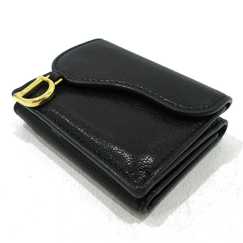 Christian Dior | クリスチャンディオール サドルロータス コンパクトウォレット 三つ折り財布 ブラック【三重本店】