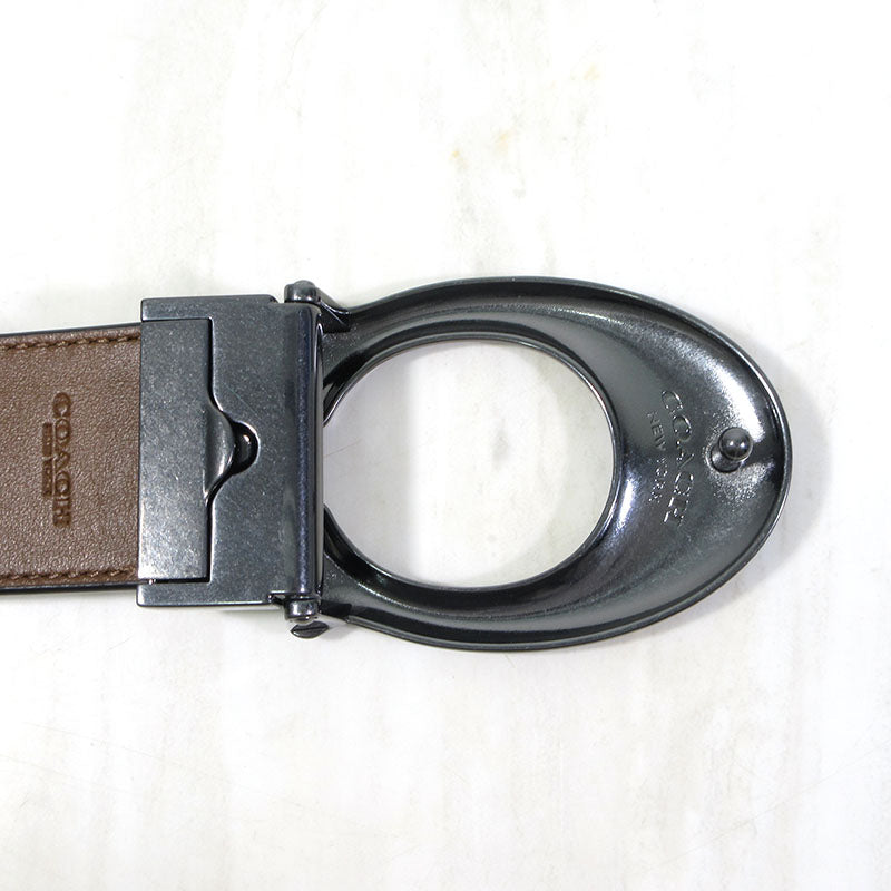 COACH | コーチ シグネチャー バックル カット トゥ サイズ リバーシブル ベルト 38MM / レザーベルト ベルト CQ013 QBLVW ブラック×ブラウン系【三重本店】