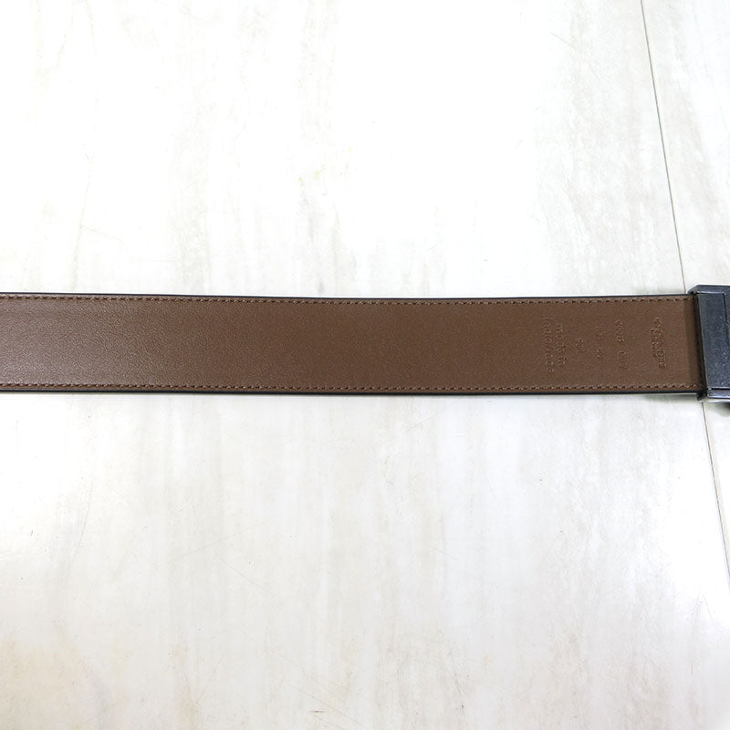 COACH | コーチ シグネチャー バックル カット トゥ サイズ リバーシブル ベルト 38MM / レザーベルト ベルト CQ013 QBLVW ブラック×ブラウン系【三重本店】