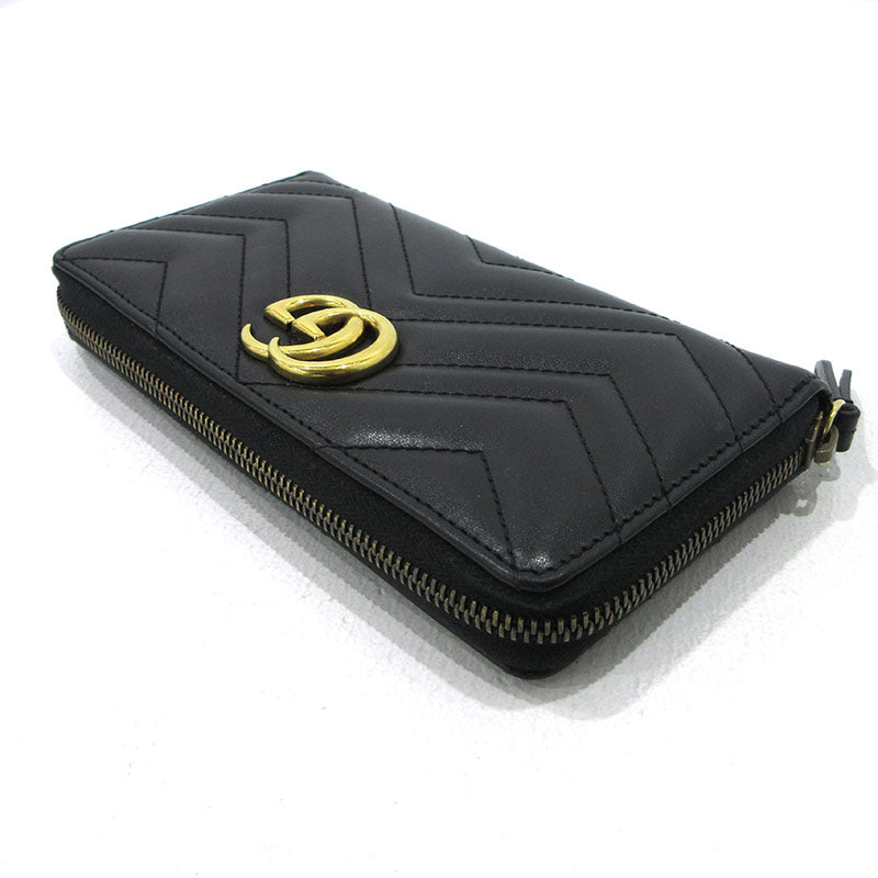 GUCCI | グッチ ダブルG ジップアラウンドウォレット 長財布 443123 ブラック【三重本店】
