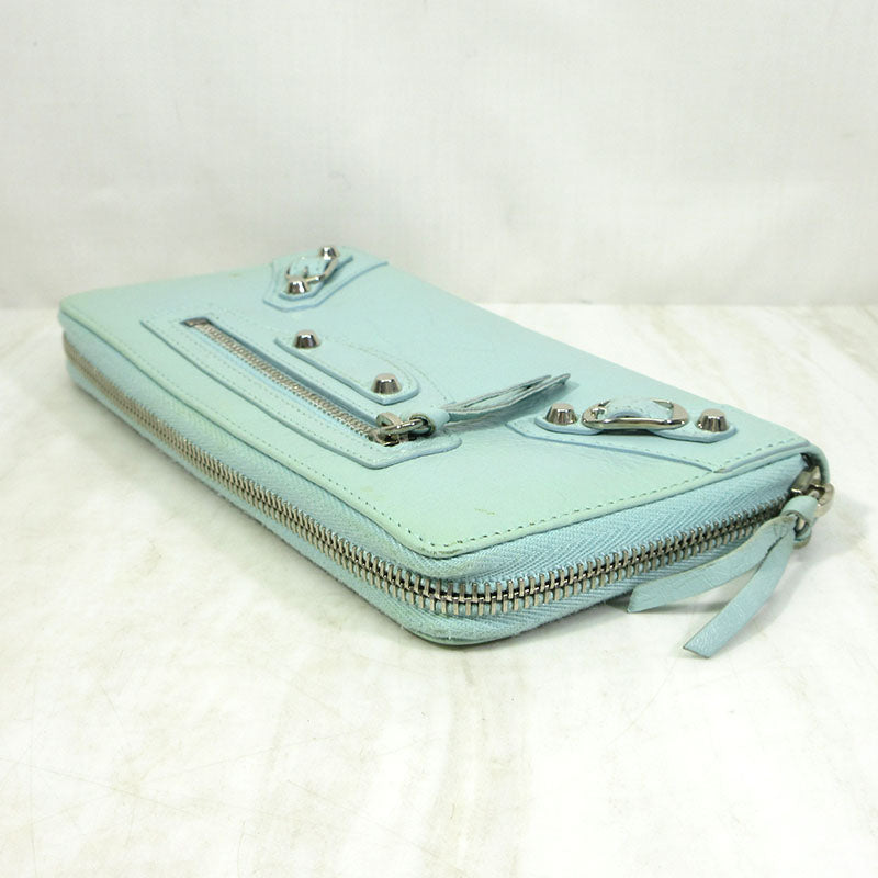 BALENCIAGA | バレンシアガ クラシックコンチネンタルジップ / ラウンドジップ ウォレット 長財布 253036・4916・D・568148 ライトブルー【三重本店】