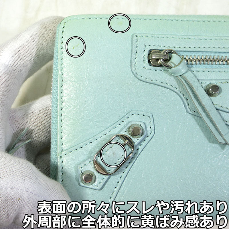 BALENCIAGA | バレンシアガ クラシックコンチネンタルジップ / ラウンドジップ ウォレット 長財布 253036・4916・D・568148 ライトブルー【三重本店】