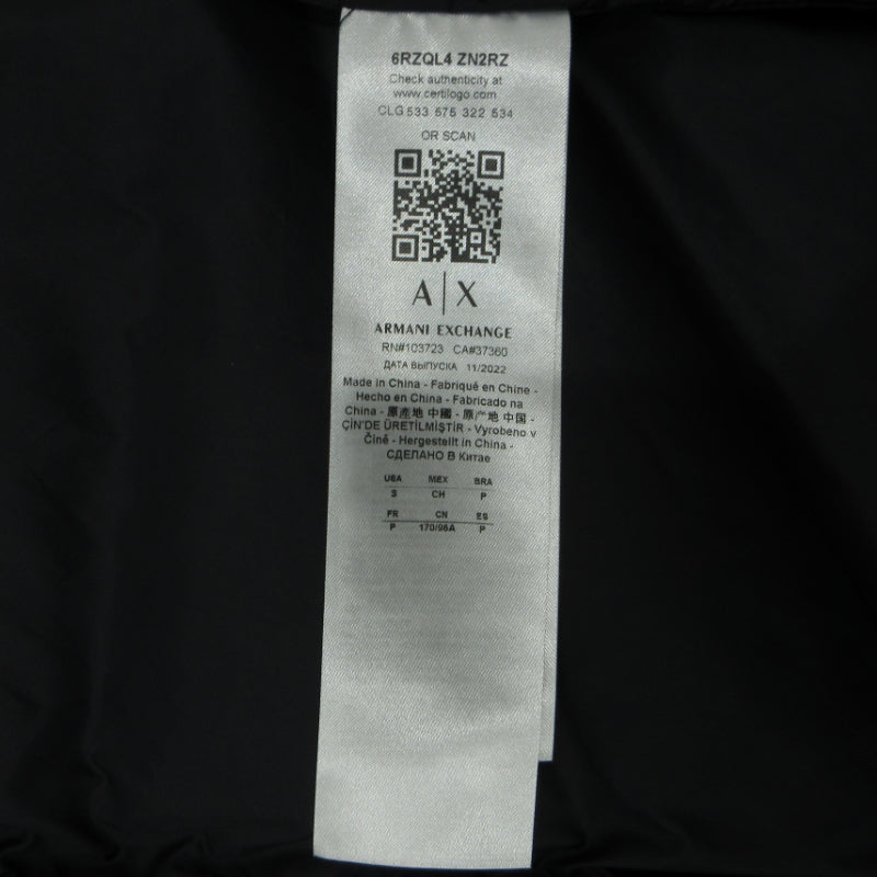 ARMANI EXCHANGE | アルマーニエクスチェンジ ダウンベスト 6RZQL4 ZN2RZ ブラック サイズ：XS【三重本店】